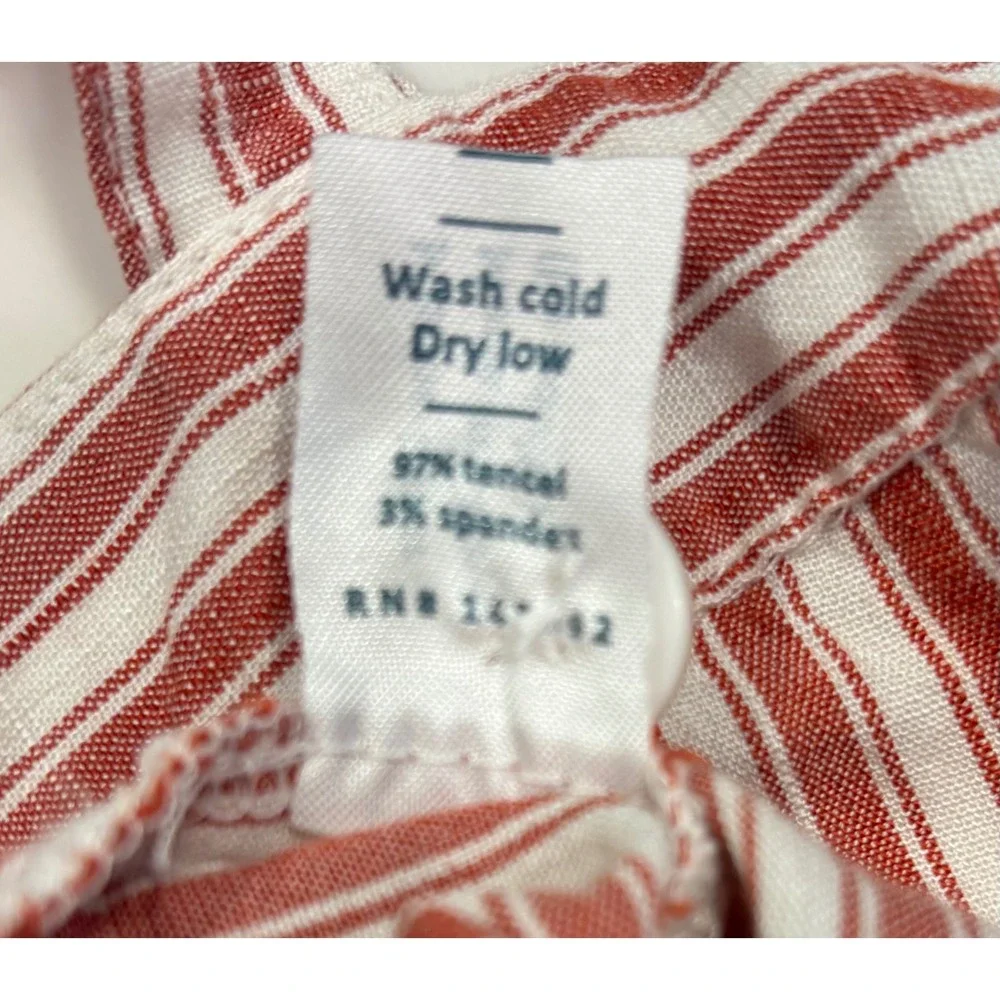 Marine Layer Womens Red White Striped Tencel Tie Waist Jumpsuit Small Sleeveless